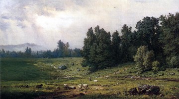 George Inness Painting - Landscape with Sheep Tonalist George Inness